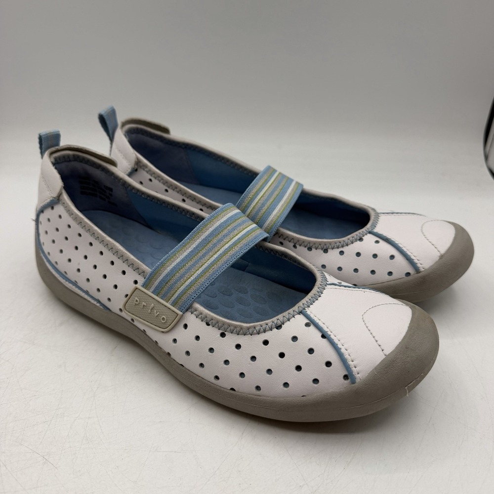Clarks Privo Jodie Mary Jane Flats Womens Sz 8 M White Leather Slip On Shoes